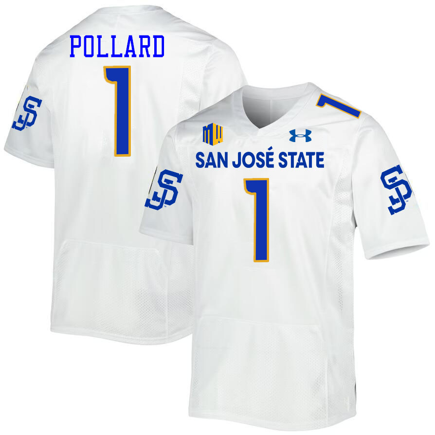 #1 Jordan Pollard SJSU Jersey,San Jose State Spartans Football Jersey College Uniforms-White #1 Jordan Pollard SJSU Jersey,San Jose State Spartans Football Jersey College Uniforms-White
